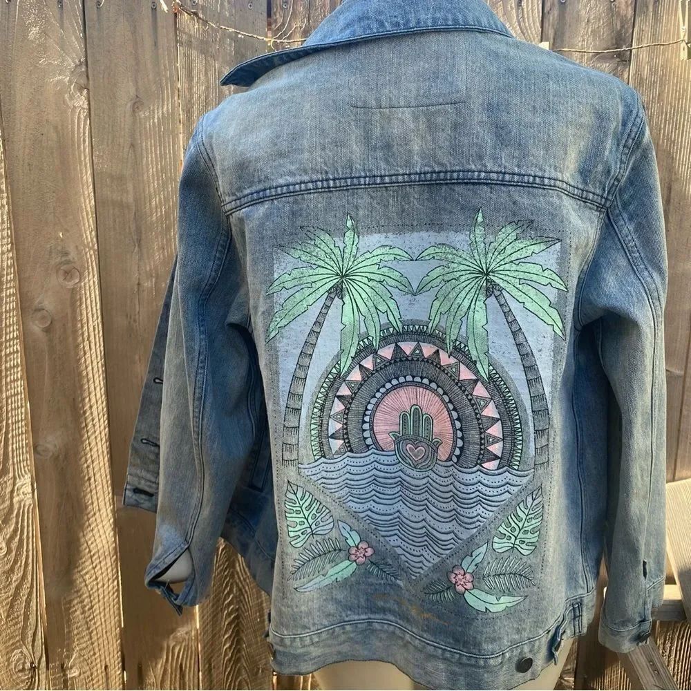 Spiritual Gangster Hamsa Denim Jacket Size Small - Picture 9 of 13